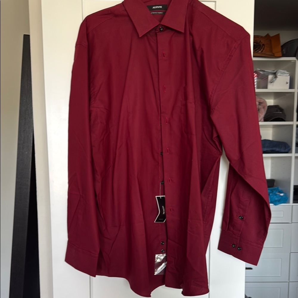 Alfani Red Dress Shirt Sophisticated Style